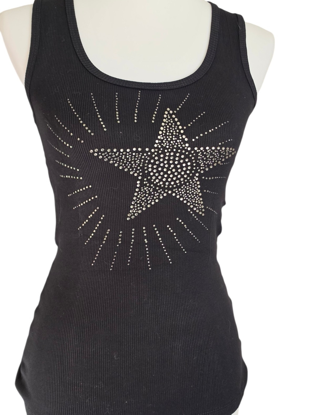 Black Rhinestone Star Tank Top - Picture 2 of 4